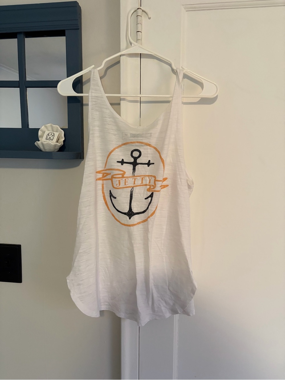 Women’s White Anchor Tank Top – Casual Nautical Style